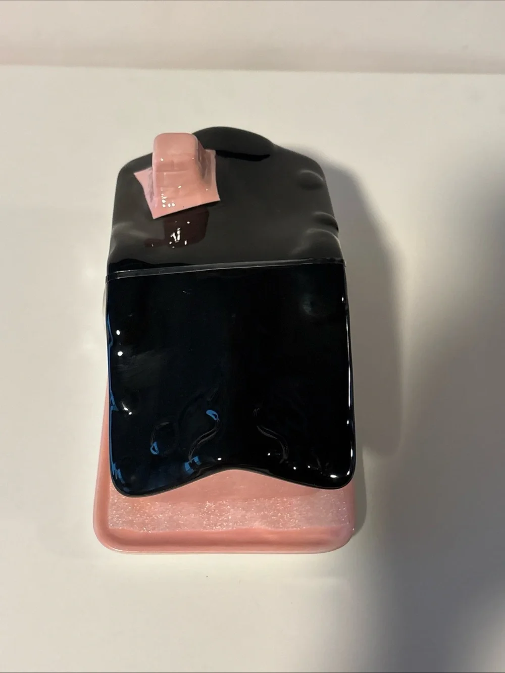 Pink Haunted House Wide Butter Dish. New